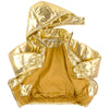 Girls Gold Metallic Puffer Jacket