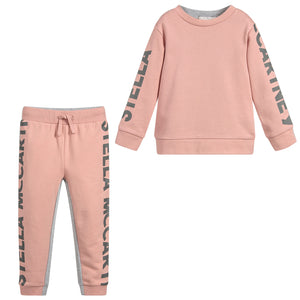 Girls Pink and Grey Logo Sweatsuit
