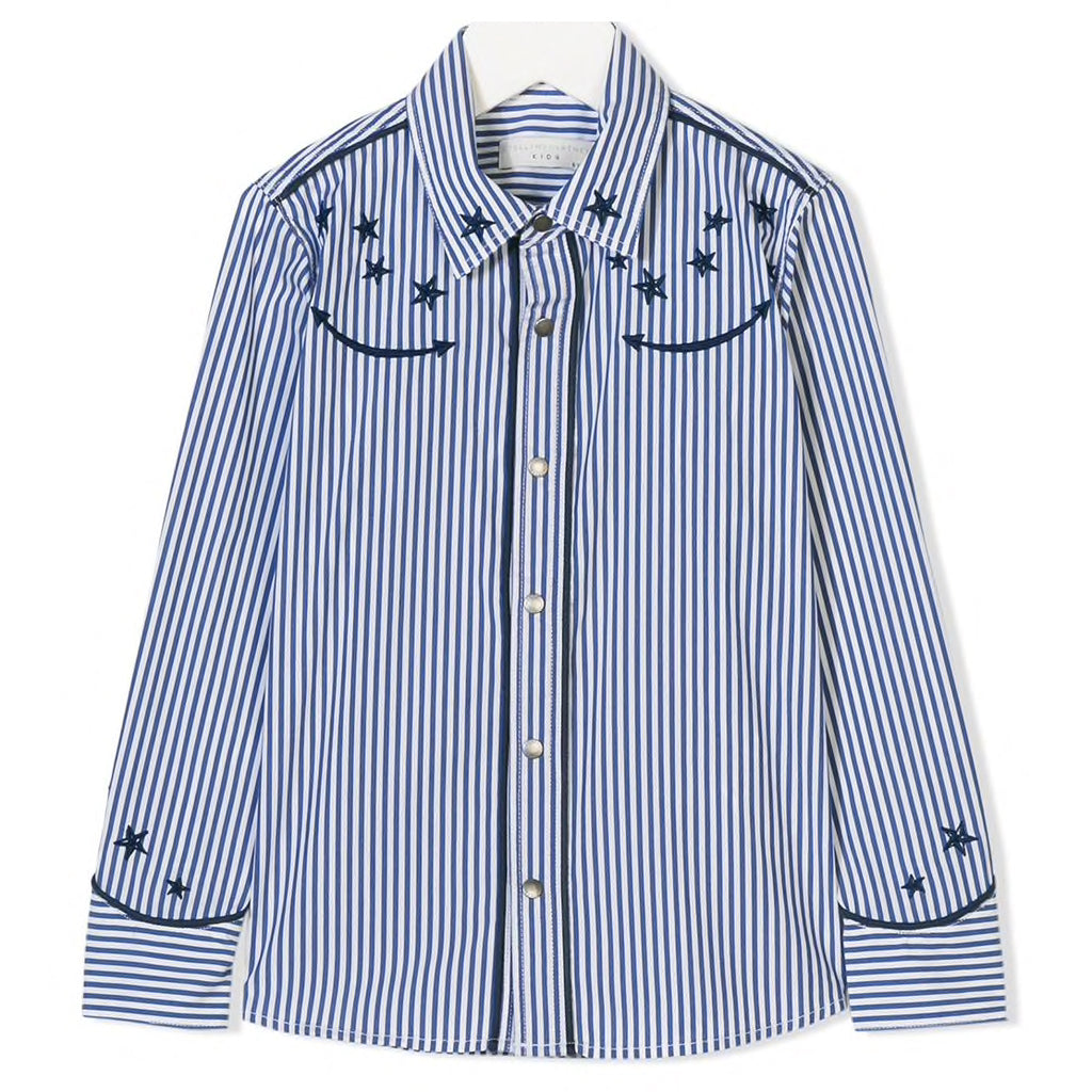 Girls Star Embroidered Striped Shirt