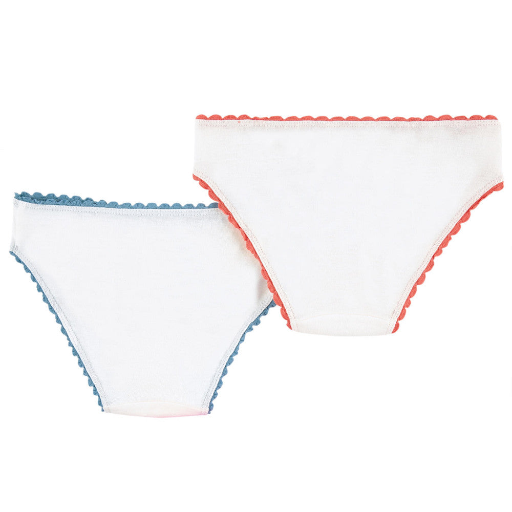 Girls White Two-Pack Printed Underwear Gift Set