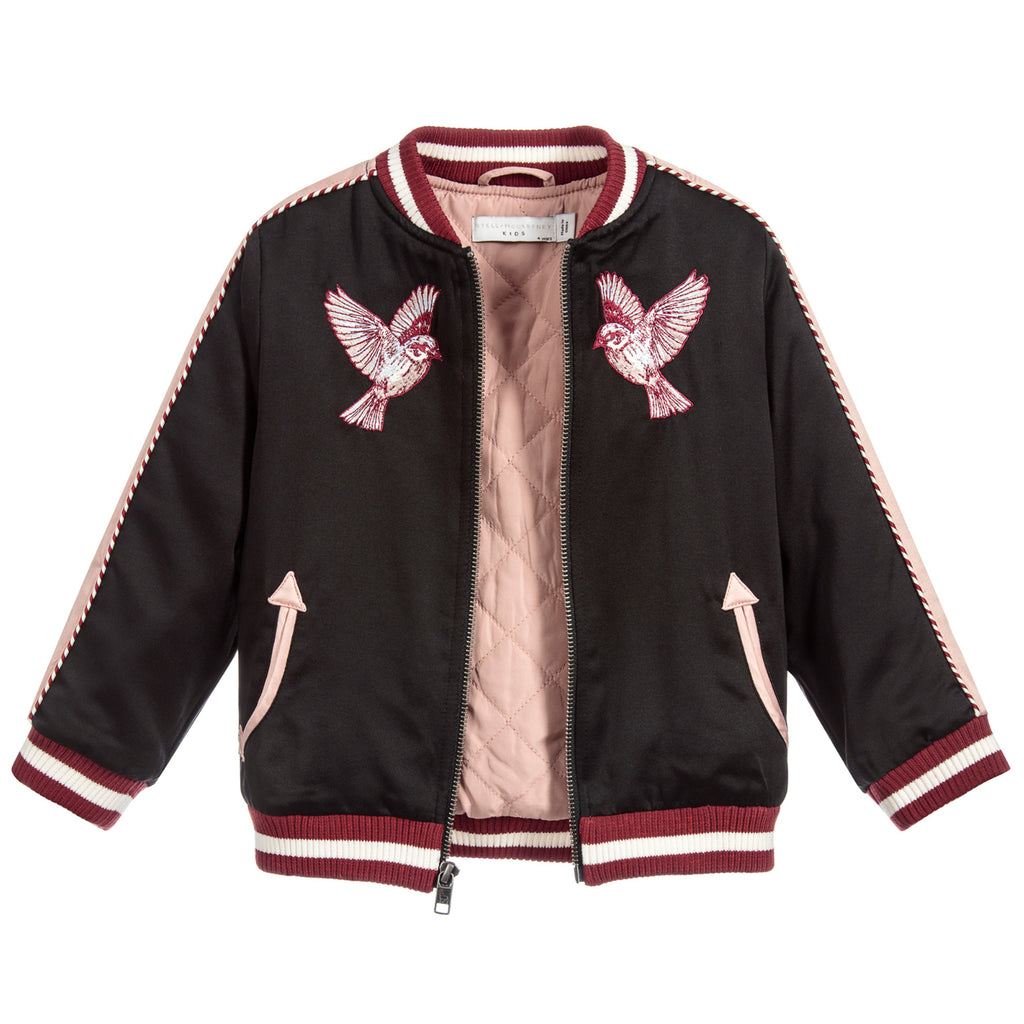 Stella McCartney Girls Black and Pink 'Willow' Bomber Jacket