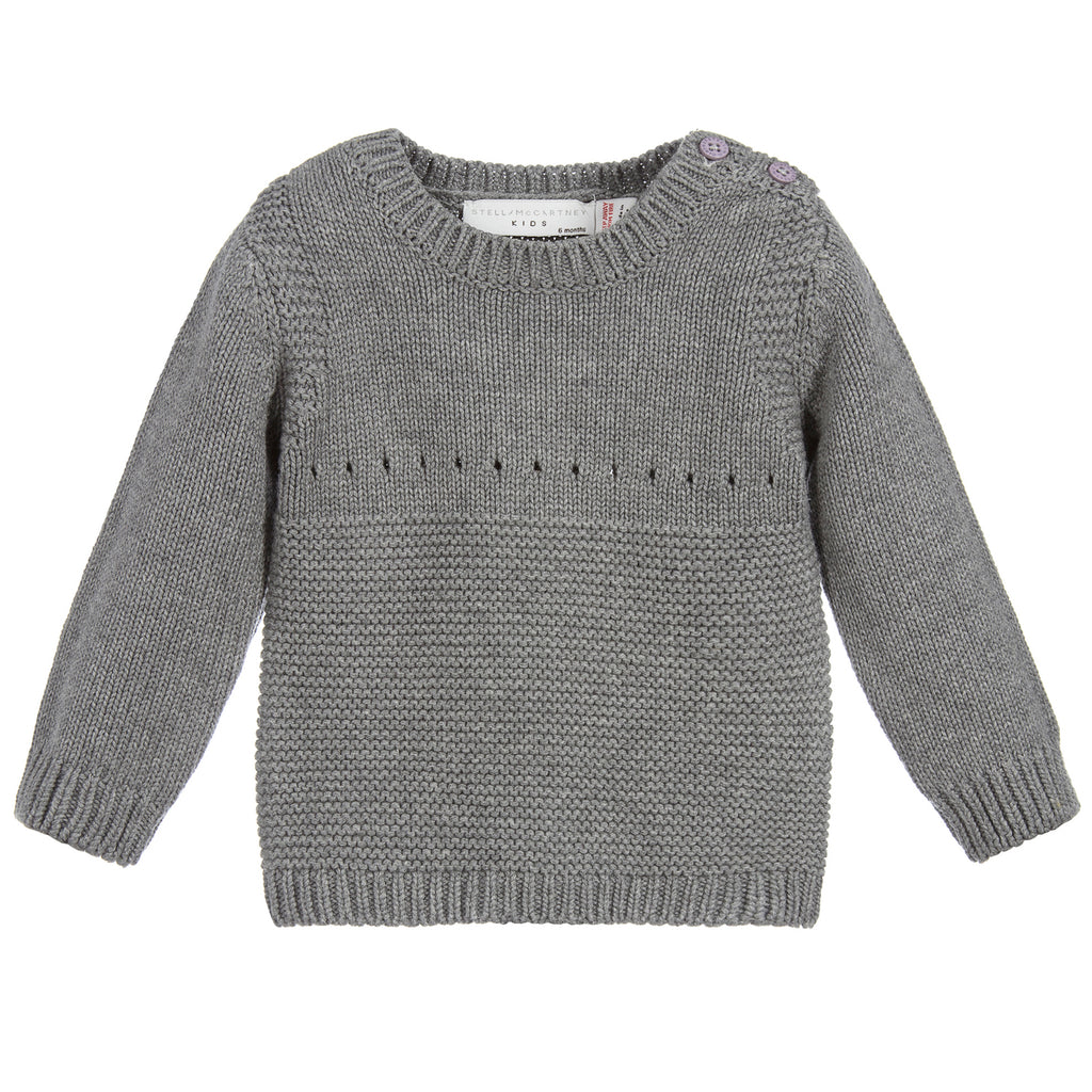 Baby Girls Grey Knitted Bunny Sweater (unisex)