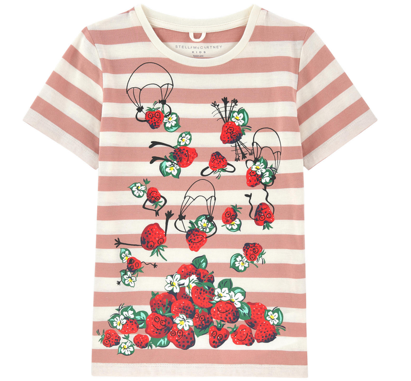Girls Pink Striped Strawberry T-Shirt