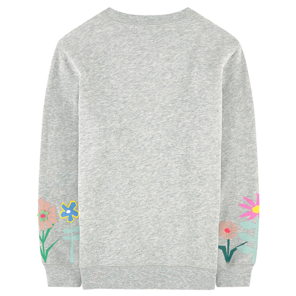 Stella McCartney Girls Grey Floral Printed Sweater Girls Sweaters & Sweatshirts Stella McCartney Kids [Petit_New_York]