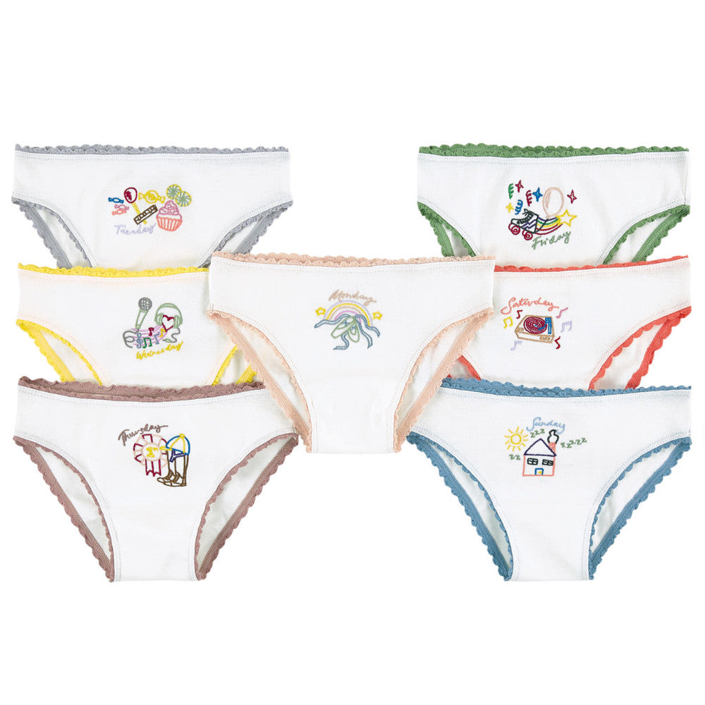 Stella McCartney Girls White Underwear Seven-Pack Gift Set Girls Underwear, Socks & Tights Stella McCartney Kids [Petit_New_York]