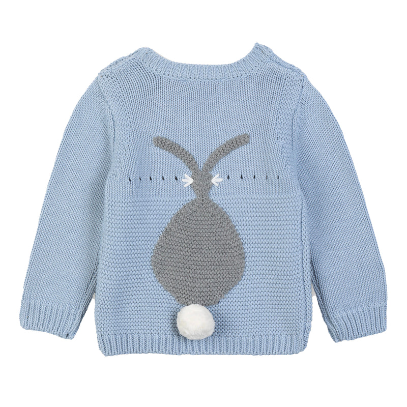 Baby Boys Soft Blue Bunny Sweater