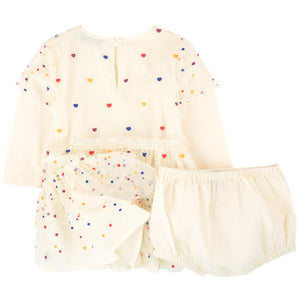 Baby Girls Ivory 'Karina' Tulle Dress with Hearts