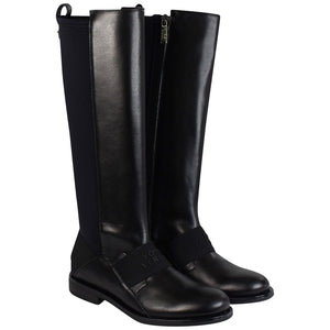 Versace Girls Black Leather High Top Boots