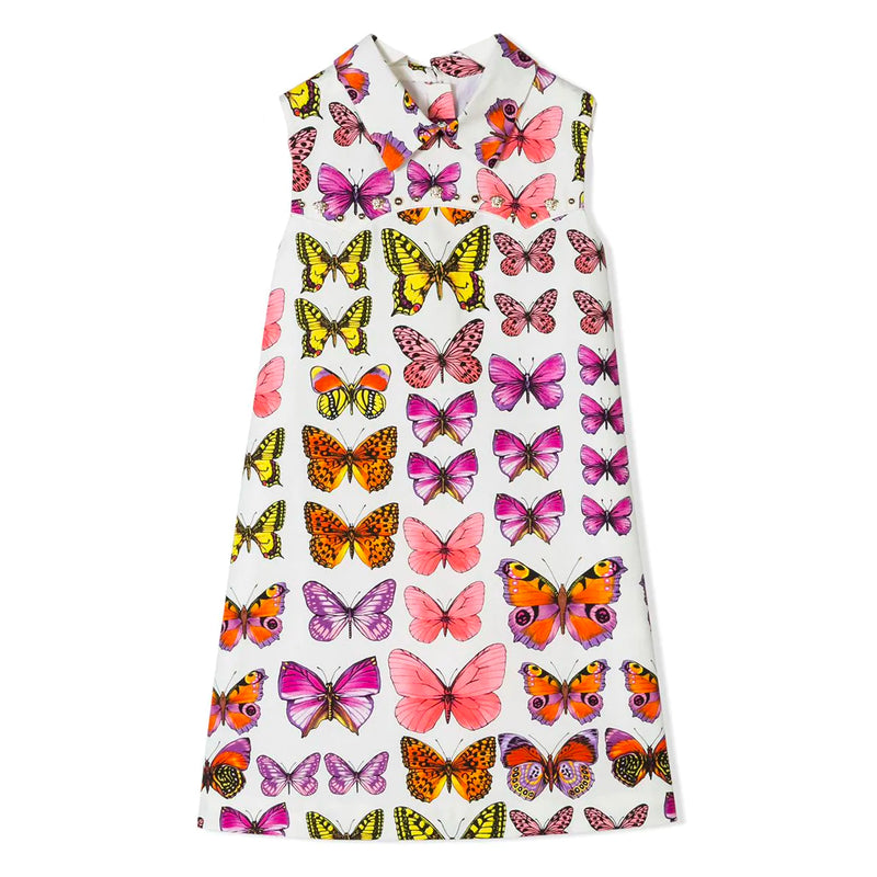 Versace Girls Colorful Butterfly Printed Cotton Dress