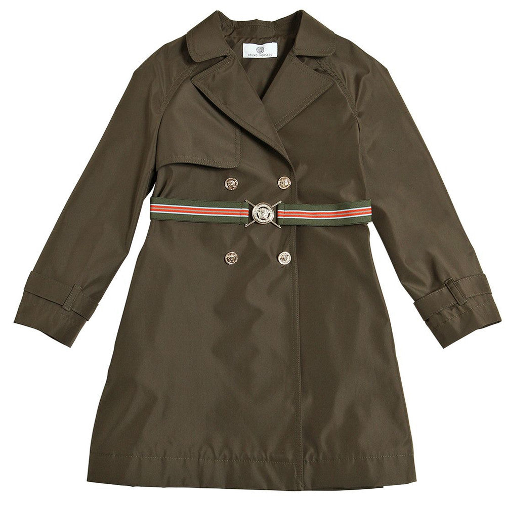 Versace Girls Military Green Trench Coat Girls Jackets & Coats Young Versace [Petit_New_York]