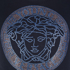 Versace Girls Navy Blue Studded Medusa T-shirt