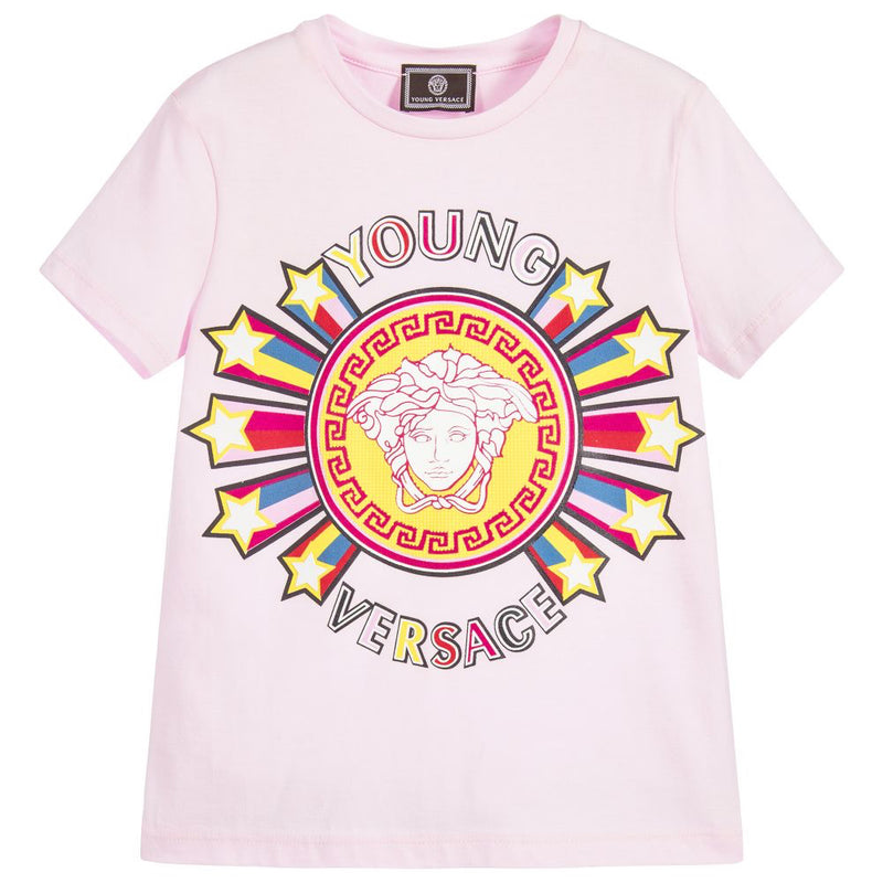 Versace Girls Pink Medusa Logo T-shirt
