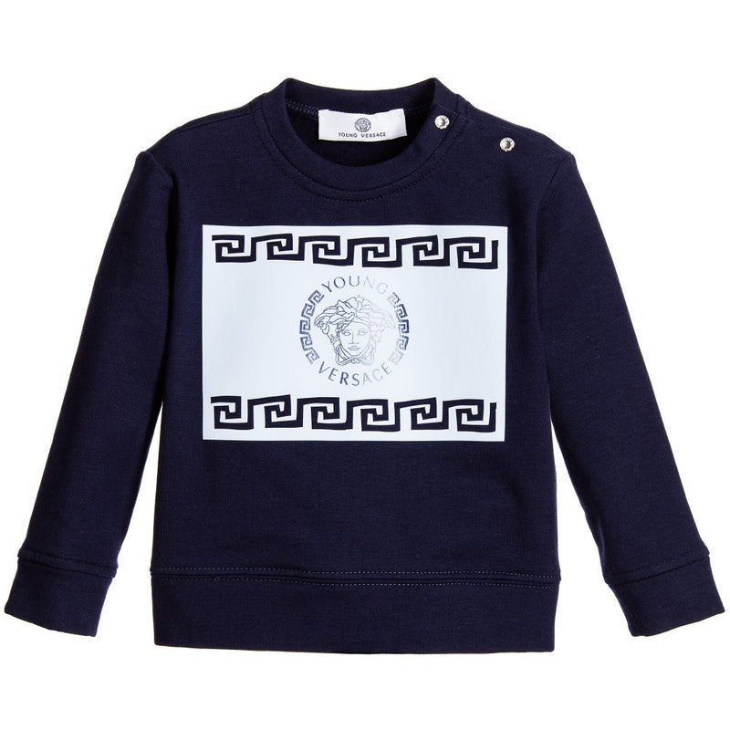 Versace Baby Navy Logo Sweatshirt Baby Sweaters & Sweatshirts Young Versace [Petit_New_York]
