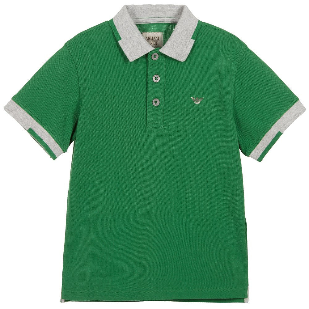 Armani Boys Green Piqué Polo Shirt Boys Polo Shirts Armani Junior [Petit_New_York]