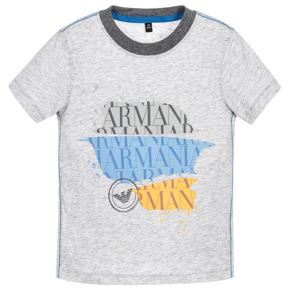 Armani Boys Grey Logo T-Shirt Boys T-shirts Armani Junior [Petit_New_York]