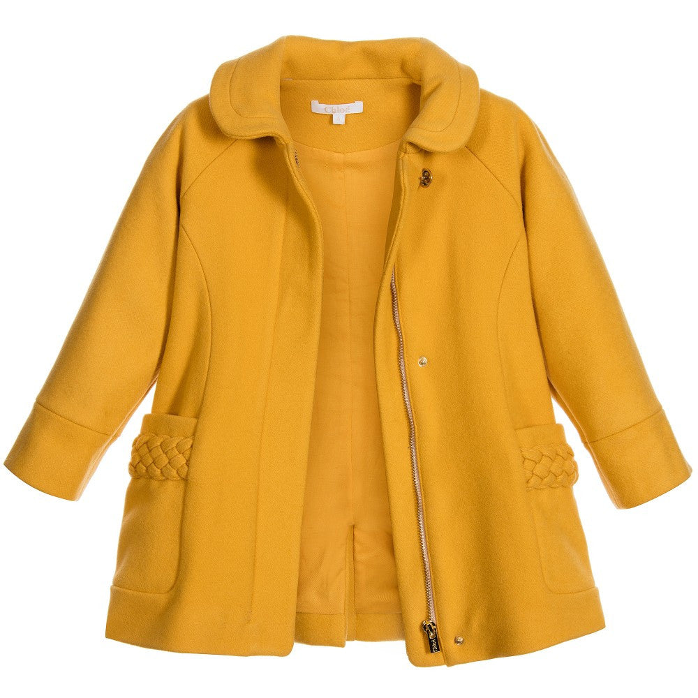 Chloe Girls Fancy Yellow Wool Coat w/ Braided Details – Petit New York