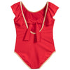 Girls Luxury Red Ruffled Swimsuit