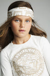Versace Girls Ivory Studded Headband Girls Hats, Scarves & Gloves Young Versace [Petit_New_York]