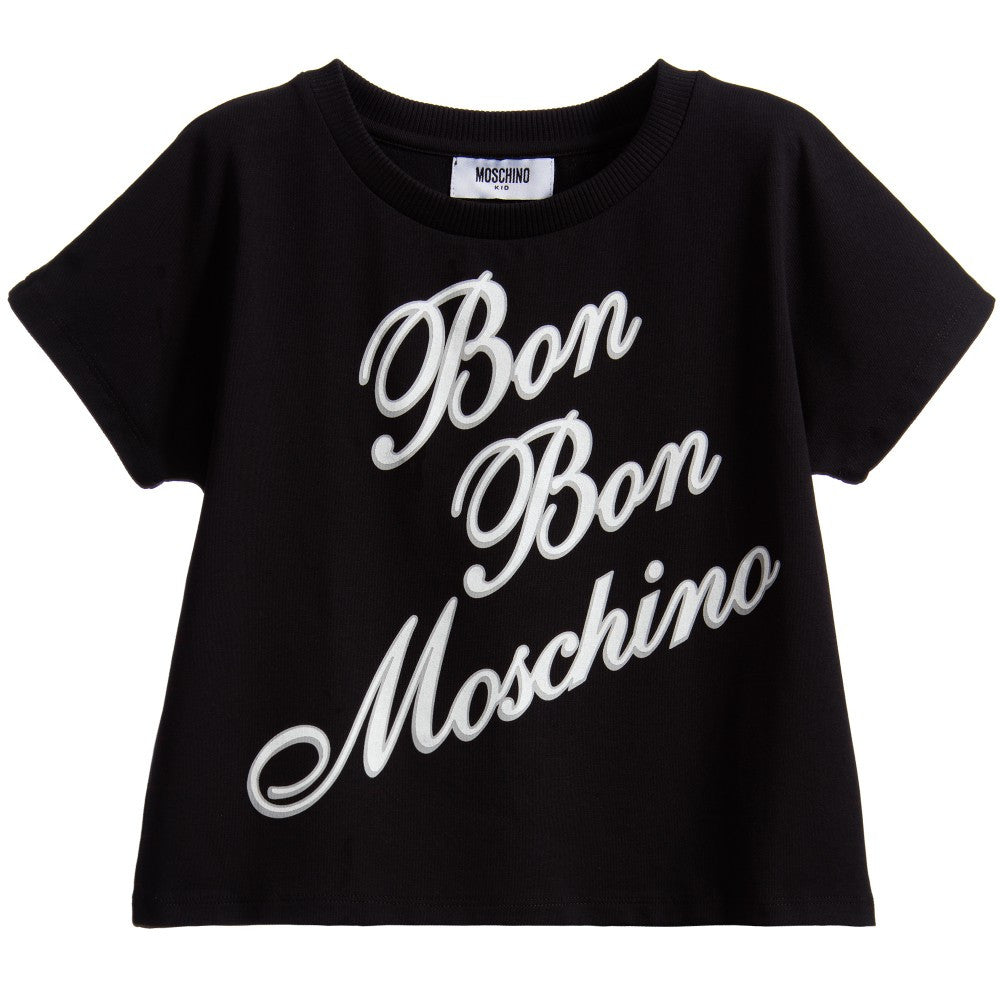 Moschino Girls Cropped 'Bon Bon' T-shirt Girls Tops Moschino [Petit_New_York]