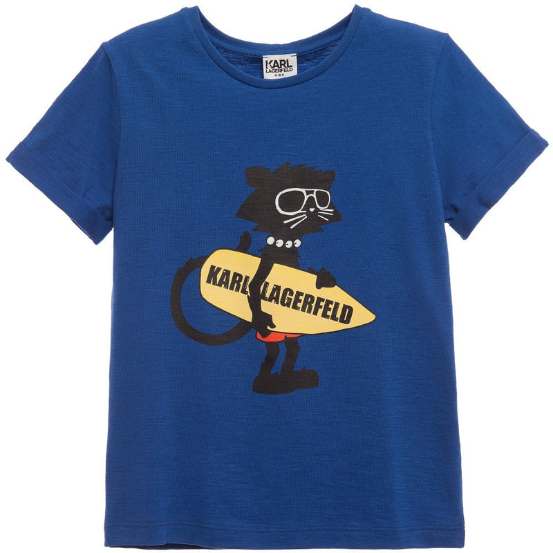 Karl Lagerfeld Boys Surfer Cat T-shirt Boys T-shirts Karl Lagerfeld Kids [Petit_New_York]