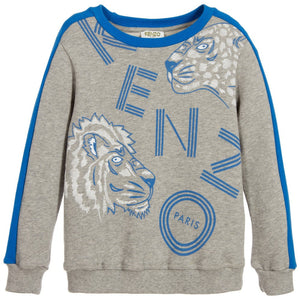 Kenzo Boys Grey Wild Cat Sweatshirt Boys Sweaters & Sweatshirts Kenzo Paris [Petit_New_York]