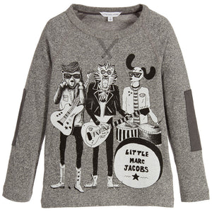 Little Marc Jacobs Boys Grey Animal Band Printed T-shirt Boys T-shirts Little Marc Jacobs [Petit_New_York]