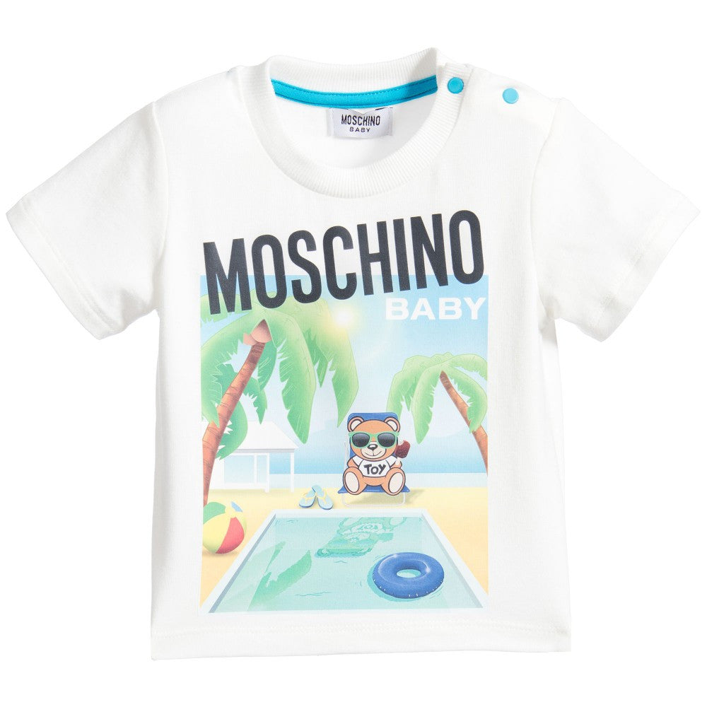 Moschino Baby 'Teddy Pool' T-shirt Baby Tops Moschino [Petit_New_York]
