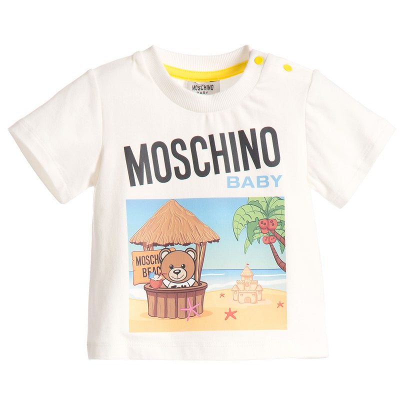 Moschino Baby 'Baby Teddy' Beach Tee Baby Tops Moschino [Petit_New_York]